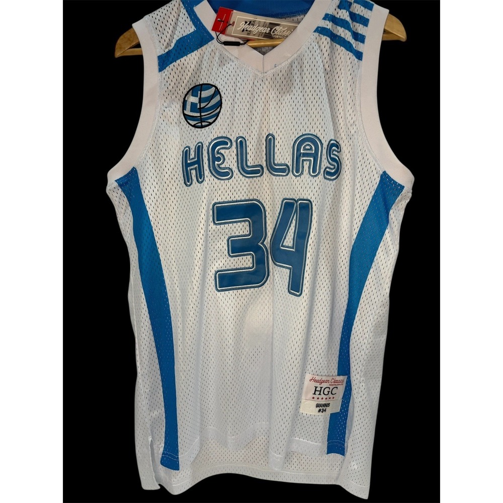 Authentic Giannis Antetokounmpo #34 HELLAS Greece Basketball HEADGEAR Jersey NBA